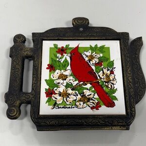 Vintage Teapot Trivet with Cardinal Design